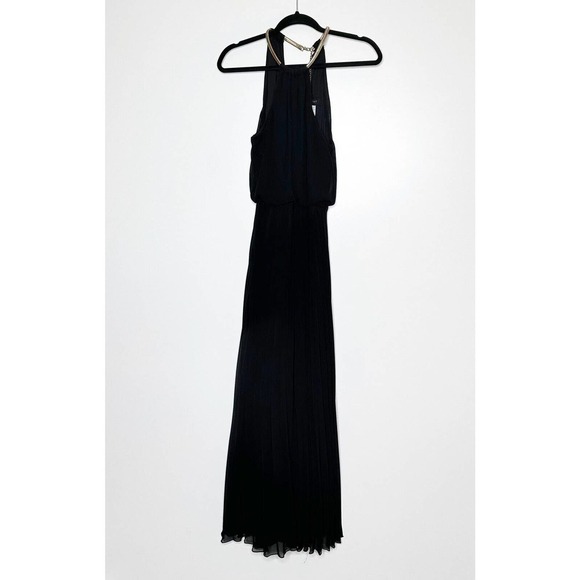 B. Darlin Cocktail Prom Homecoming Pleated Maxi Dress Womens Black Size 7/8 - Picture 2 of 3